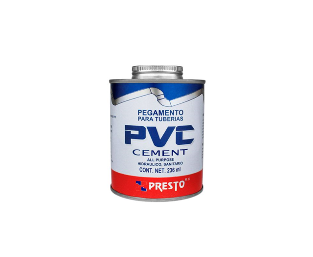 Pegamento Pvc Cement Presto P/Tuberias Y Conexiones - Lata 236 Ml