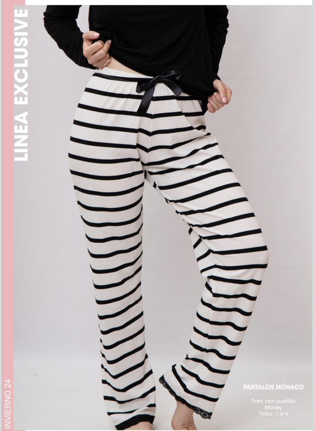 PANTALON RAYADO BLANCO Y NEGRO La Femme shop