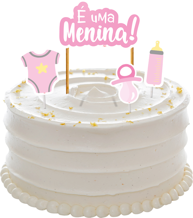 Decoração de bolo Festa Chá de Bebê Menina - 4 uni - Regina Festas