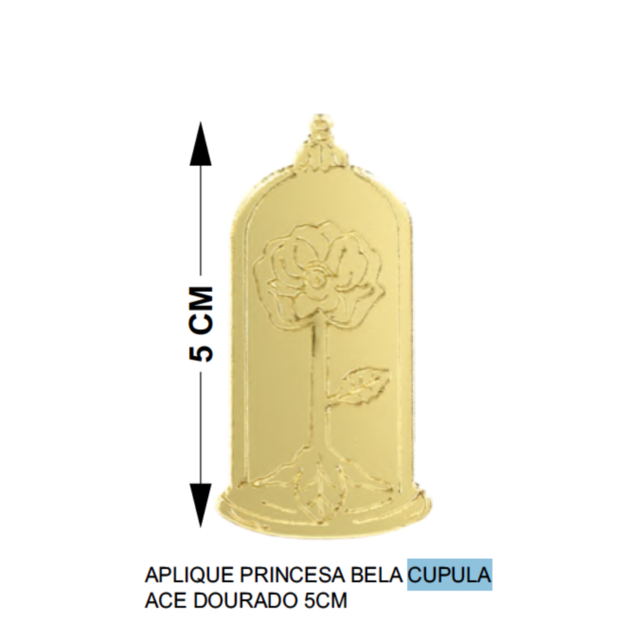 Aplique Princesa Bela Cúpula Acrílico Dourado 5 cm 4 Uni Vivarte - I