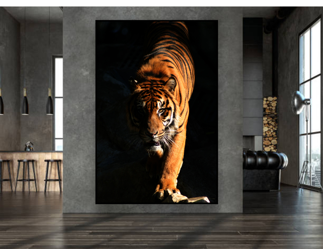 Quadros Decorativo Leão e Tigre 3D Kit com 2 Quadros