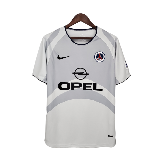 Camisa Paris Saint Germain PSG Retrô Away 01/02 Torcedor Nike Masculina -  Cinza e Branco