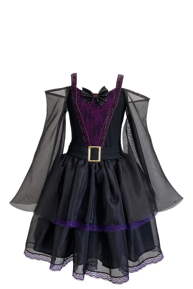 Fantasia Halloween Infantil Menina Vestido Bruxinha Morcego