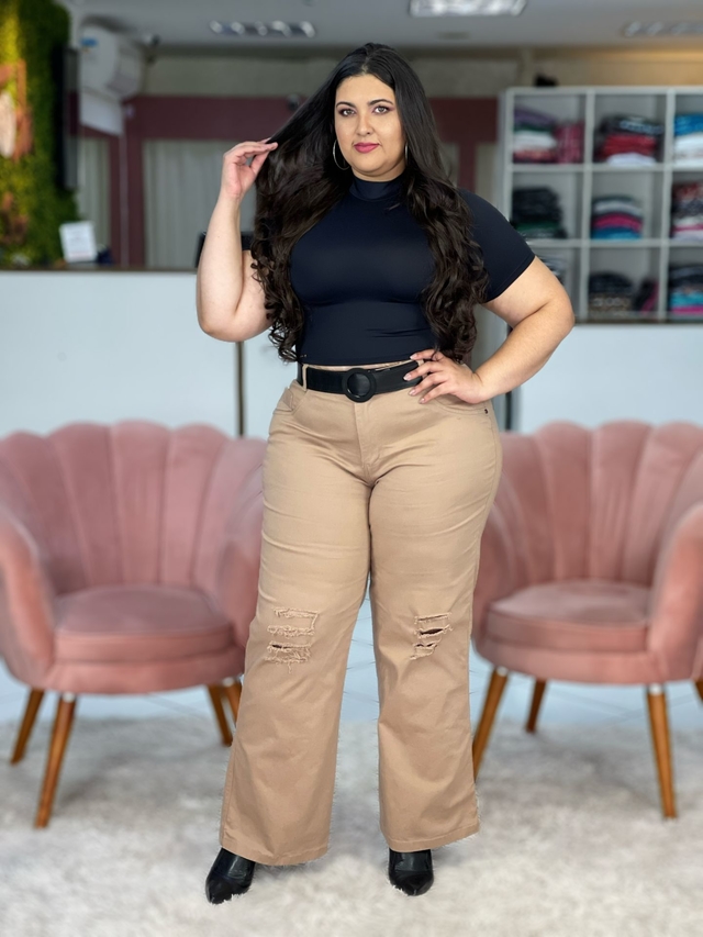 Calça wide leg color Plus Size