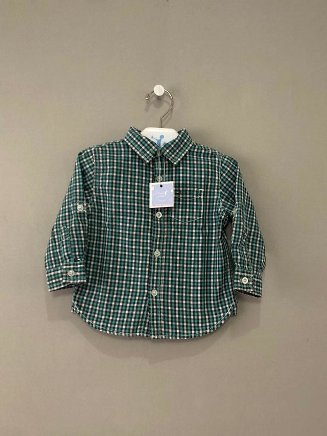 Camisa infantil xadrez manga longa verde, Carter's