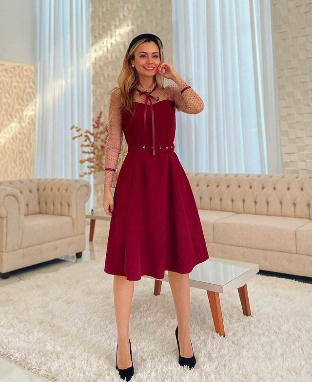Vestido marsala cheap vermelho