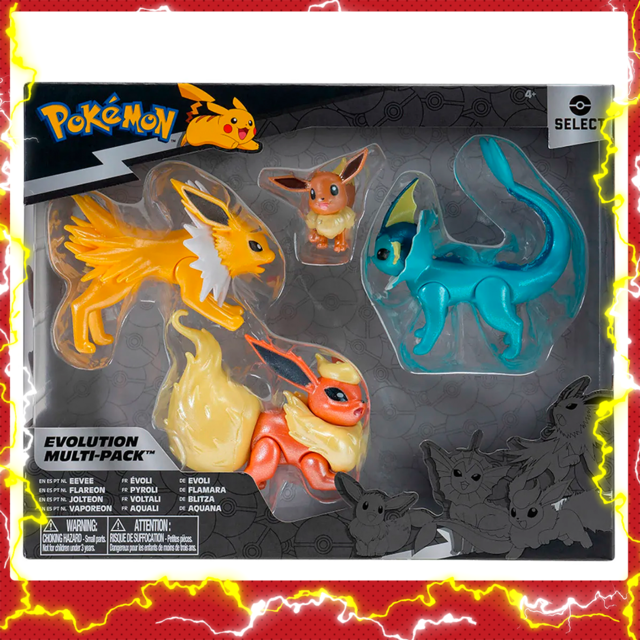 Bonecos Evolução Eevee Flareon Jolteon Vaporeon Pokémon