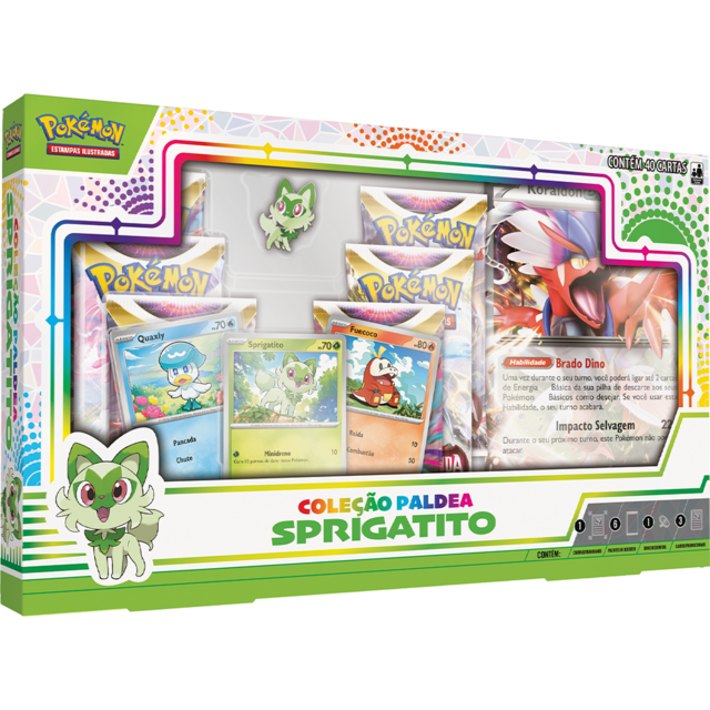 Box Sprigatito Coleção Paldea COPAG Original Lacrada 6 Booster Carta Pokémon  TCG