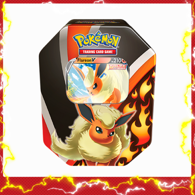 Lata Pokémon TCG - Evolução Eevee - Flareon V - Copag