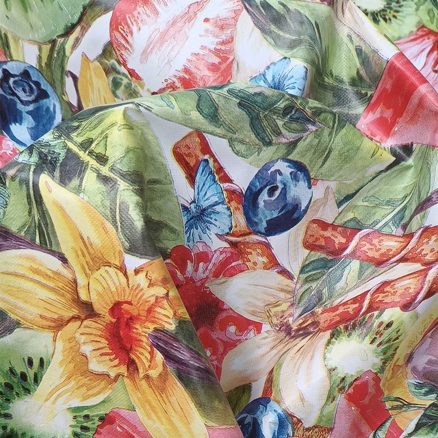 Mantel redondo de hule de PVC, con patrón floral y de encaje