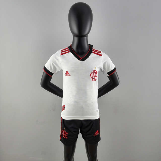 Kit Flamengo Infantil II 22/23 Camisa + Shorts Torcedor Adidas - Branco