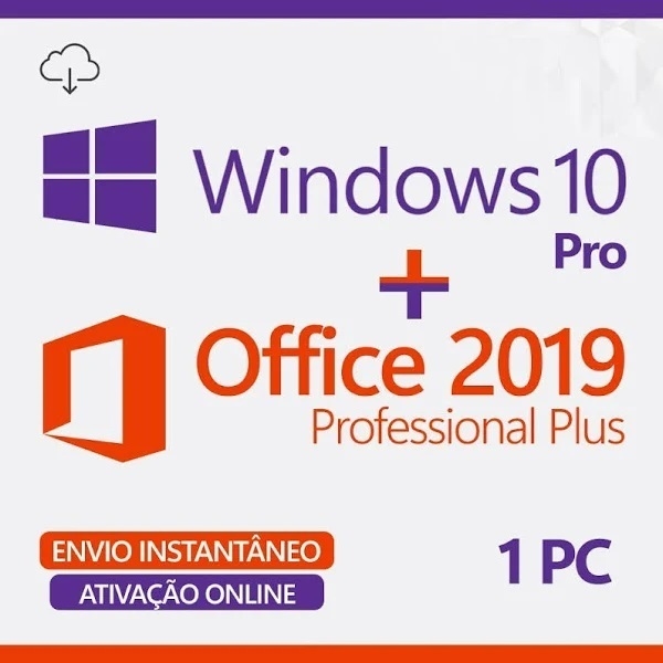 Licença Windows 10 Pro + Pacote Office 2019 Pro 32/64 Bits