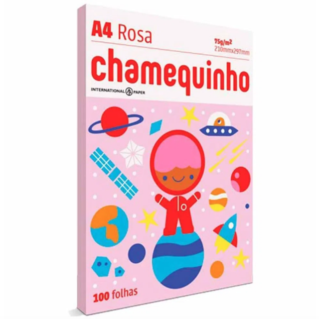 Papel Sulfite Chamequinho A4 Rosa 75g/m2 - 100 folhas - Chamex