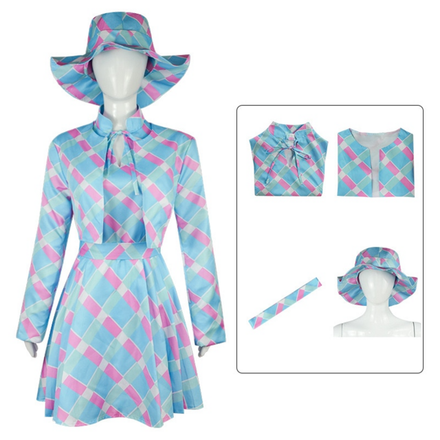 Vestido Barbie Azul Filme 2023 c/ Brinco e Faixa Adulto