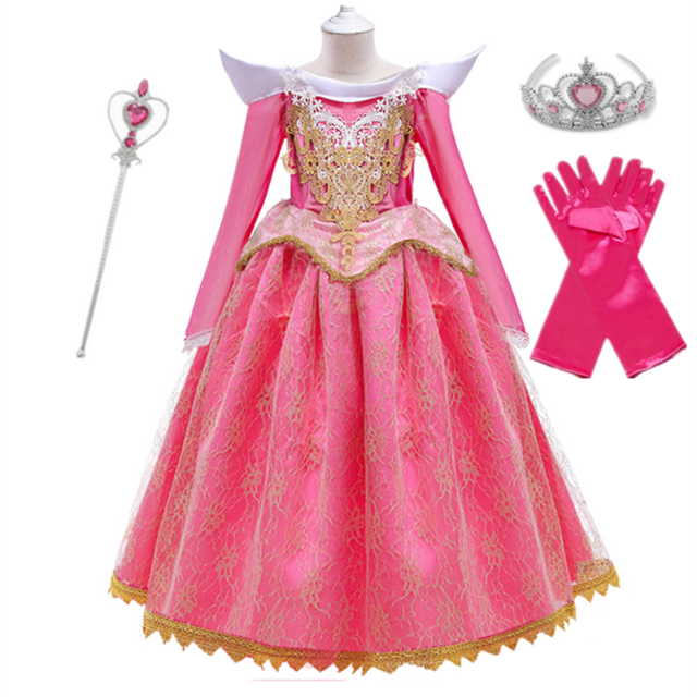 Fantasia Aurora Princesa Contos de Fadas Cosplay Profissional Traje Luxo  Infantil