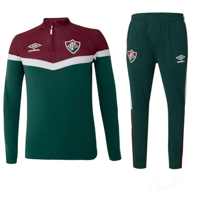 Conjunto Blusão Fluminense 2023 - Masculina - Grená e Verde