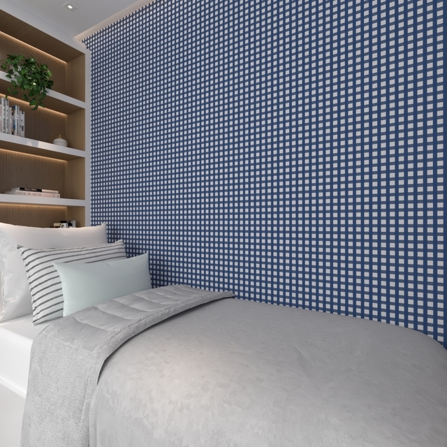 Papel de parede xadrez azul