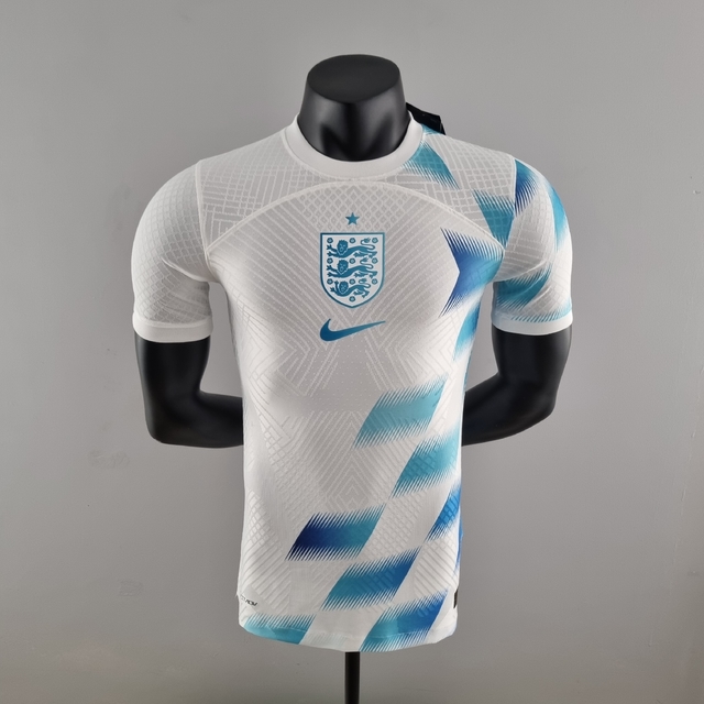 Camisa Seleção Inglaterra Pré Jogo 22/23 - Jogador Nike Masculina -  Branco/Azul