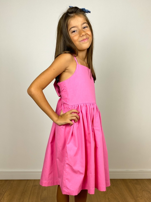 Vestido Rosa Chiclete com Tule para Meninas - 1 a 10 anos