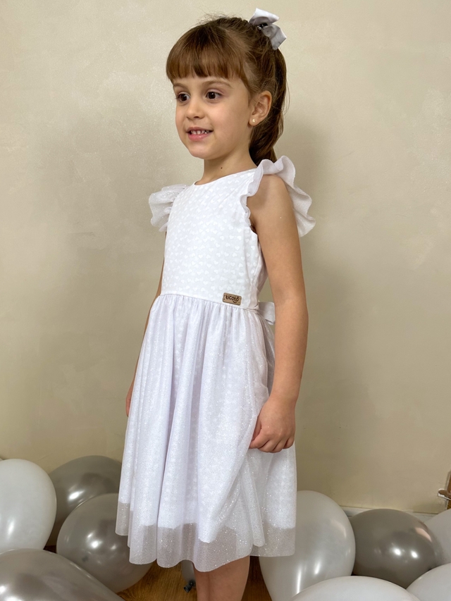 Vestido Infantil Preto com Tule sobre a Saia - Meninas 1 a 10 anos