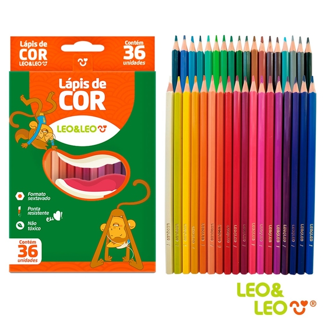 Lápis de Cor Escolar 12 24 36 Cores Sextavado Eco e Mini