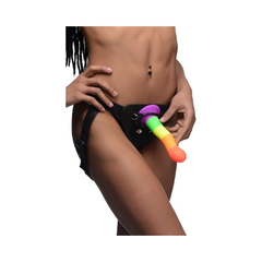 Dildo Orgullo Arcoiris De Silicona Con Arnes Ajustable Y Vibrador - Strap U