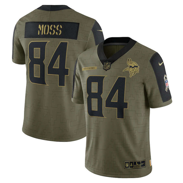 CAMISA FUTEBOL AMERICANO NFL MINNESOTA VIKINGS - MOSS 84/ COOK 33 SALITE TO  SERVICE - ACINZA