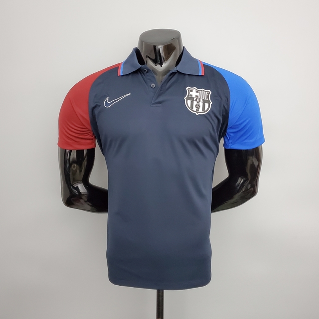 CAMISA POLO BARCELONA 21 22 TORCEDOR NIKE MASCULINA AZUL MARINHO