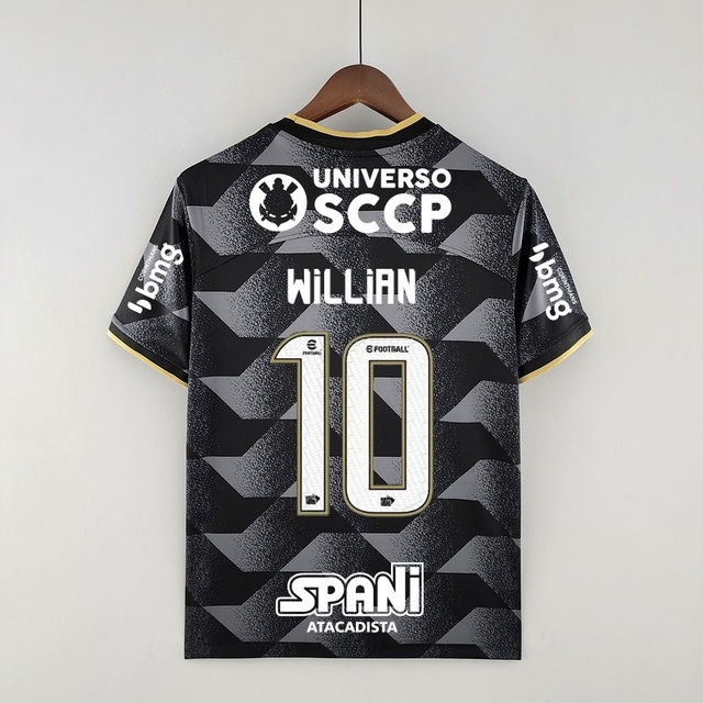 CAMISA CORINTHIANS II COM TODOS PATROCÍNIO(10-WILLIAN) 22/23 TORCEDOR NIKE  MASCULINA - PRETO