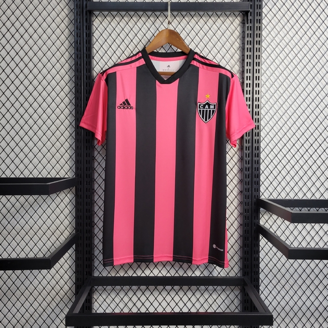 CAMISA ATLETICO MINEIRO OUTUBRO ROSA 22/23 TORCEDOR-ADIDAS-MASCULINA-PRETO/ ROSA