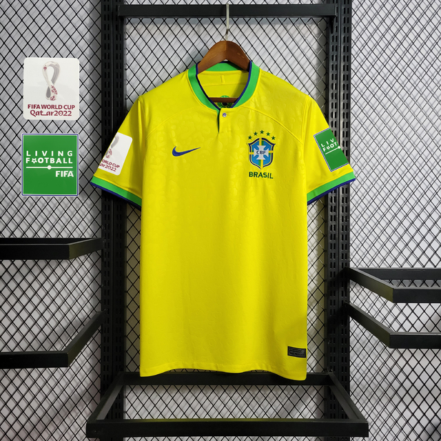 CAMISA SELEÇÃO BRASIL I ( PATCH COPA DO MUNDO QATAR) 2022 TORCEDOR-NIKE-  MASCULINA-AMARELO