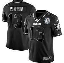 CAMISA FUTEBOL AMERICANO NFL LAS VEGAS RAIDERS PRETO 13 RENFROW 34 JACKSON 4CARR 98 CROSBY 83 WALLER