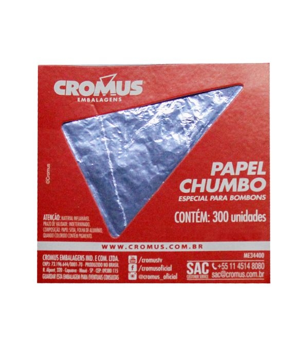 Papel chumbo CROMUS 8 x 7,8cm prata c/300 un