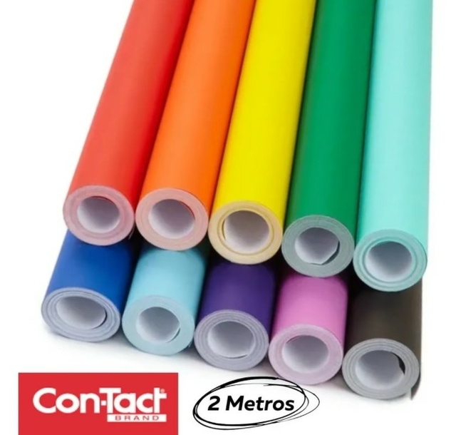 Papel contact PLASTCOVER adesivo colorido rolo 45x2m un