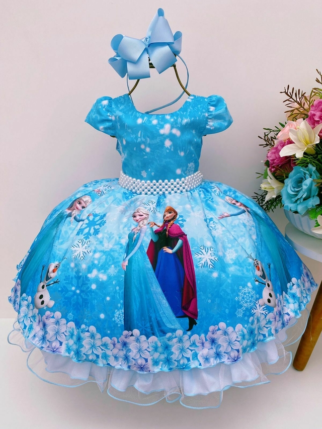 Vestido Cinderela Frozen Infantil Lindo Luxo Princesa 1 Ao 3