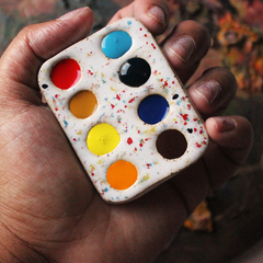 Mini paleta em cerâmica com 8 cores de tinta aquarela (profissional) na internet