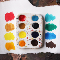 Mini paleta em cerâmica com 8 cores de tinta aquarela (profissional) - comprar online