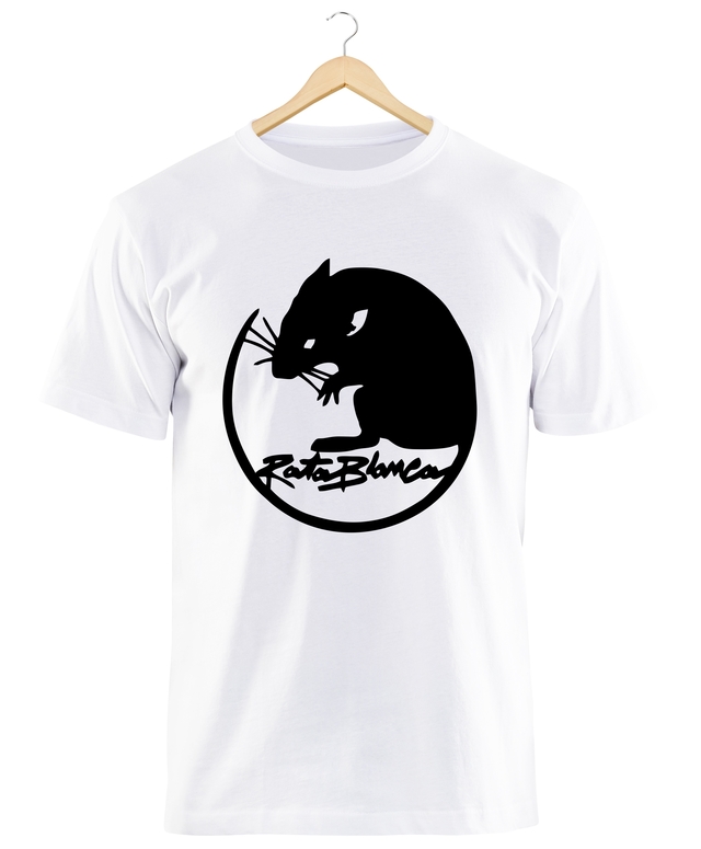 Remera Rata Blanca Logo Blanca Manga Corta 100 Algod n Peinado