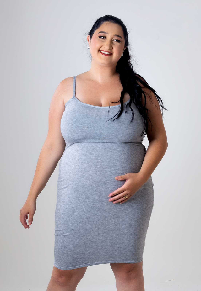 Vestido Gestante Tubinho e Alcinha Plus Size Moderno e Elegante