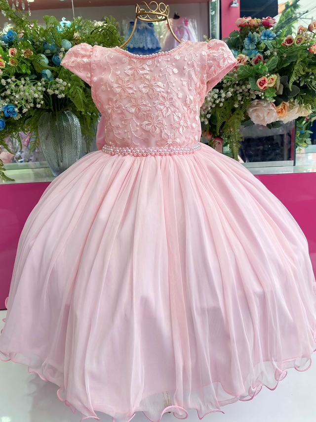 2086 Vestido Juvenil de Festa Formatura Eventos Rosa Luxo - 4 ao 12