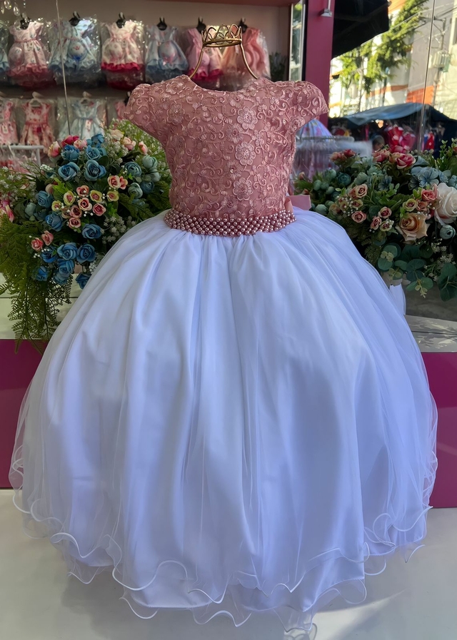 1100 Vestido Dama de Honra Longo Super Luxo Rosê - 4 ao 16