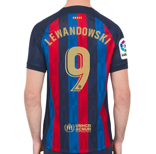 Camisa Barcelona Home 22/23 Lewandowski 9 Azul Por Apenas R$ 179,90