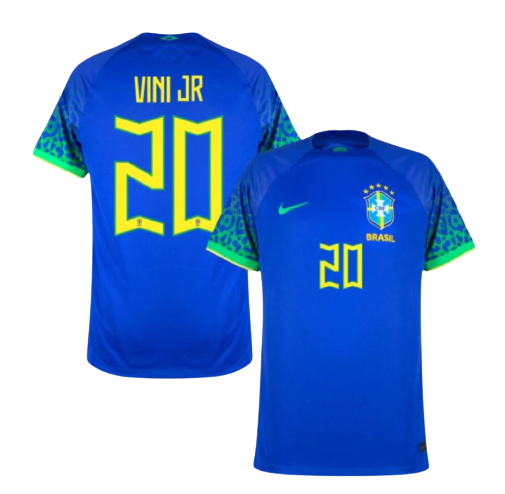 Camisa Seleção Brasil 2 Away 22/23 Vini Jr 20 Torcedor Nike Masculina - Azul