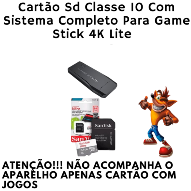 IMAGEM PERSONALIZADA + CARTÃO 64GB PARA GAME STICK 4K LITE - Retro Game do Jr