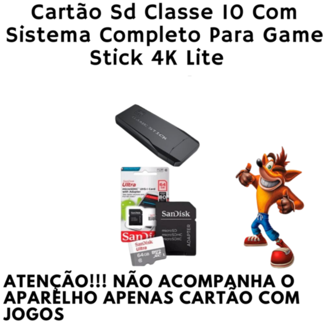 IMAGEM PERSONALIZADA + CARTÃO 64GB PARA GAME STICK 4K LITE - Retro Game do  Jr