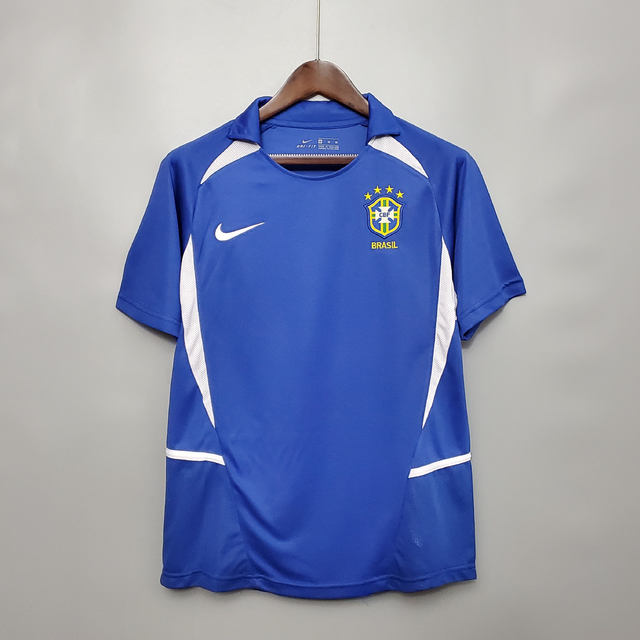 Camisa De Futebol Brasil II Rivaldo Azul Camiseta 2002 - Desconto