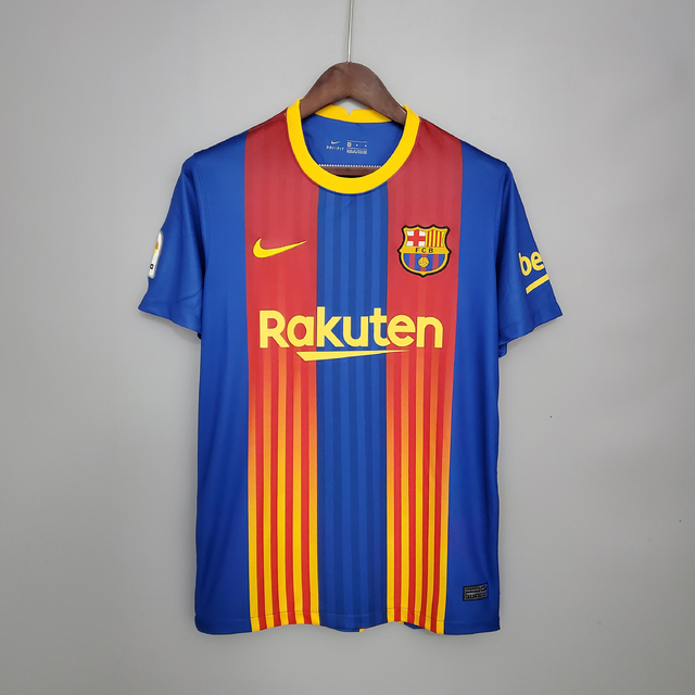 Camisa Barcelona IV 20 21 Masculina Modelo Torcedor Grena e Azul