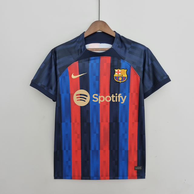 Camisa FC Barcelona 2022 2023 Home I Modelo Fan Vermelha Azul Grena