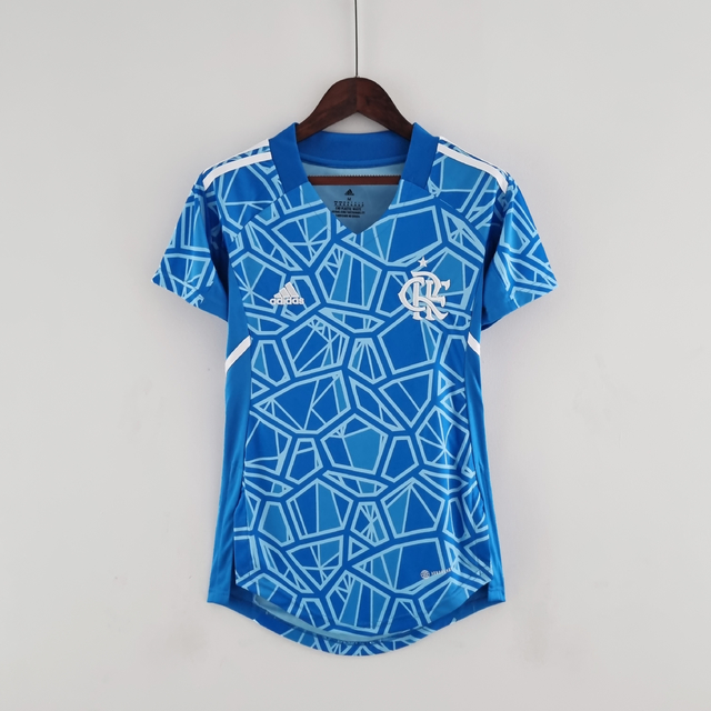 Camisa Goleiro Flamengo 2022 2023 Feminina Modelo Torcedor Fan Azul