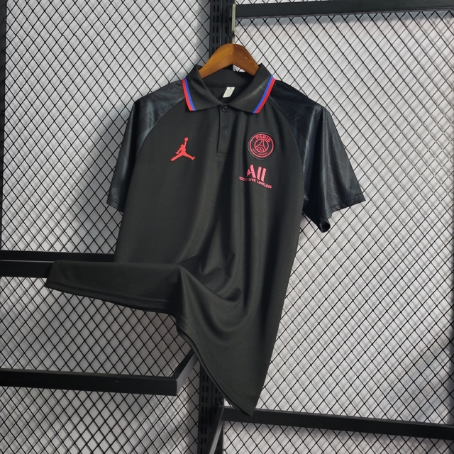 Camisa Polo PSG Paris Saint Germain Jordan 2022 2023 Masculina Preta